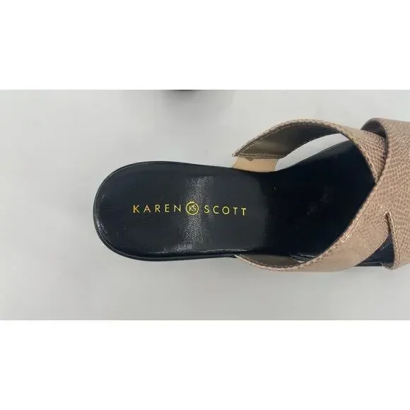 Karen Scott Strappy Sandals Size 10 M Gold Metallic Low Wedge Heel Shoes - Picture 4 of 8